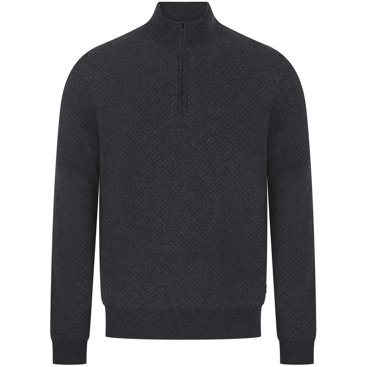 BOSS H-ELTORINO HALF ZIP PULLOVER WOOL AND COTTON BLEND JUMPER