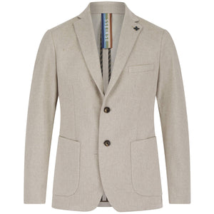 SSEINSE HERRINGBONE LAPEL BRUSHERD COTTON FITTED BLAZER