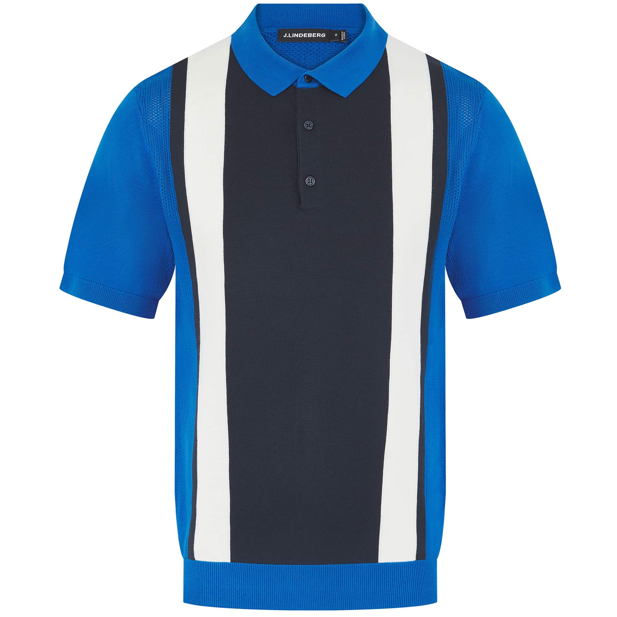 J. LINDEBERG REY STRIPED KNIT POLO SHIRT