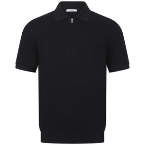 SEINSE TEXTURED-KNIT HALF-ZIP POLO SHIRT