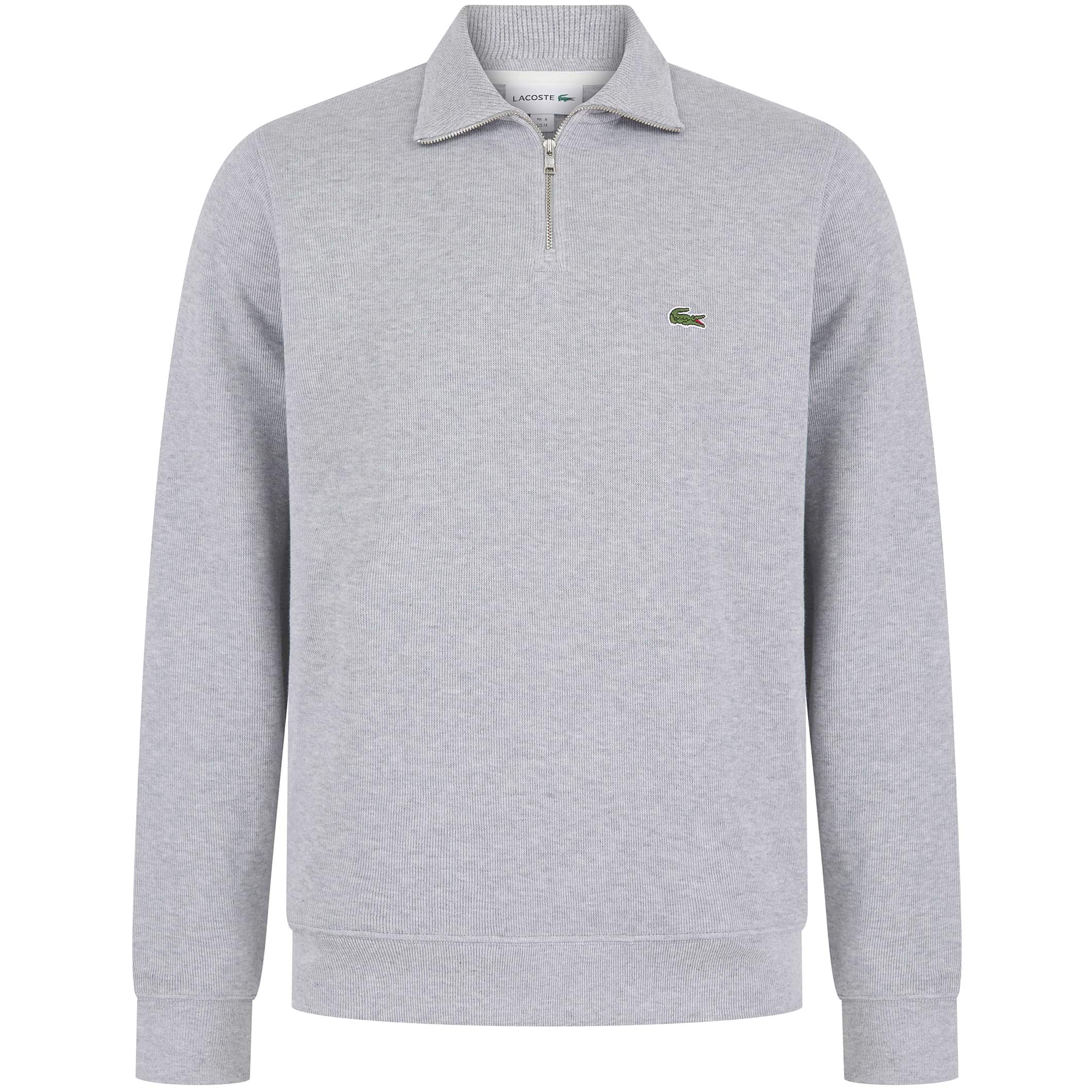 LACOSTE ZIPPERED STAND-UP COLLAR KNITTED SWEATSHIRT