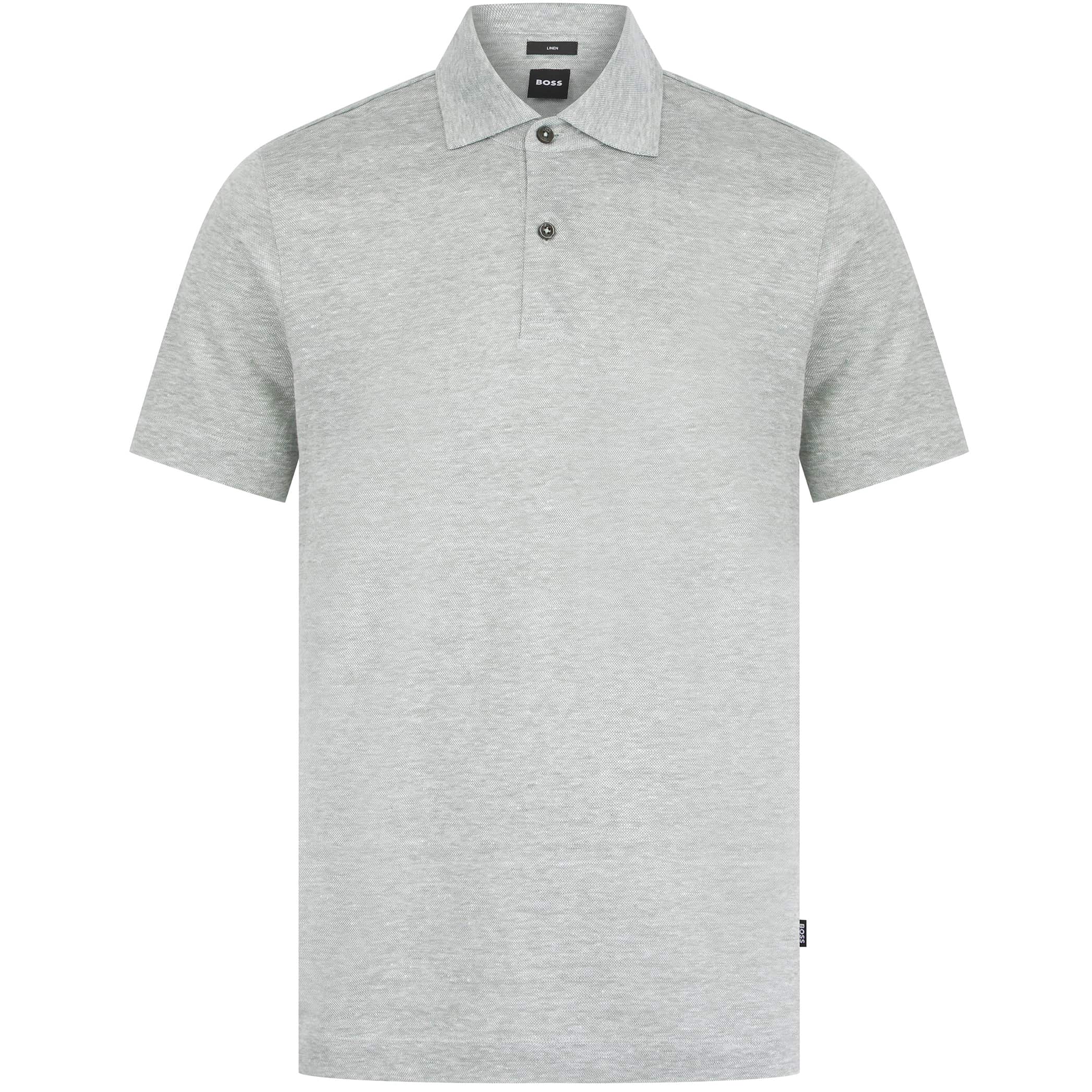 BOSS PRESS 54 TWO-TONE LINEN POLO SHIRT