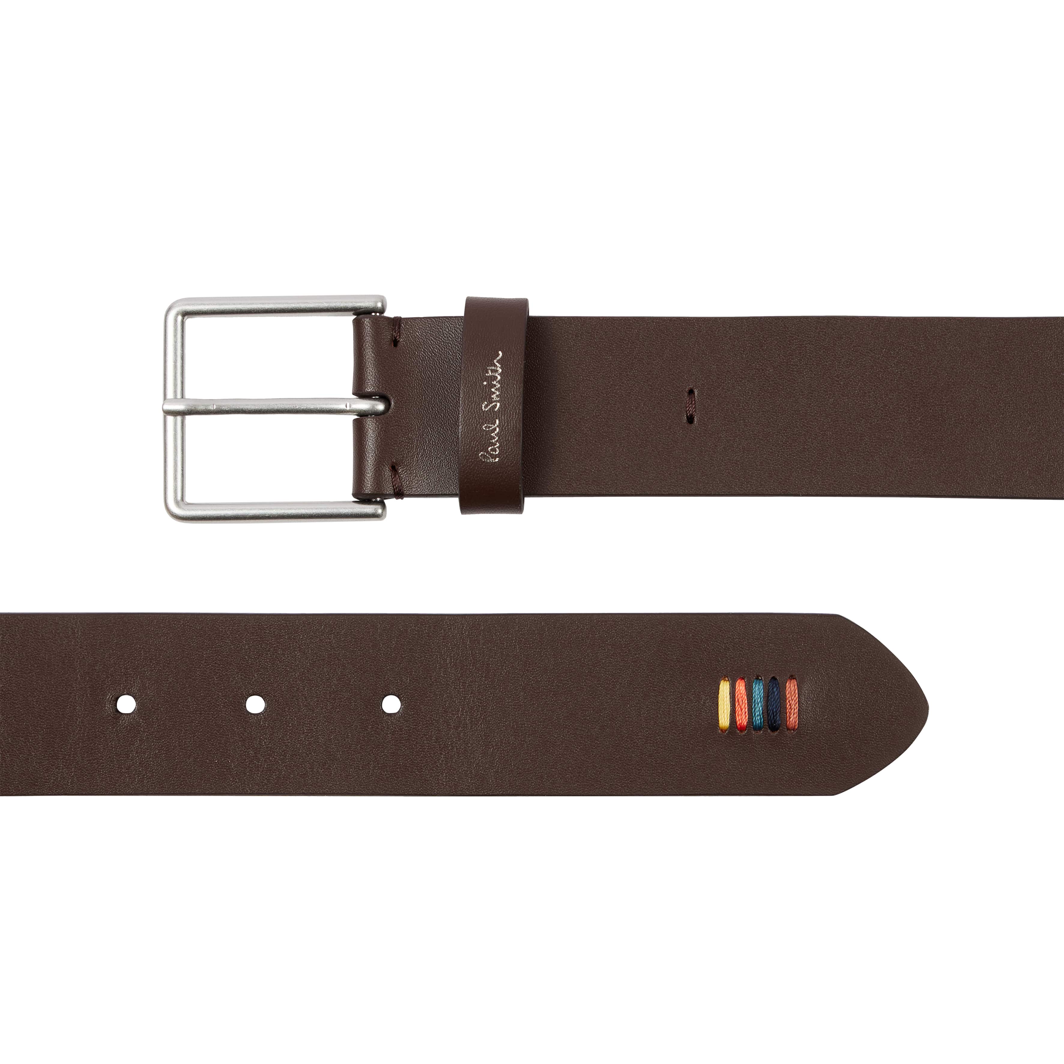 PAUL SMITH ARTIST STRIPE STITCH LEATHER BELT