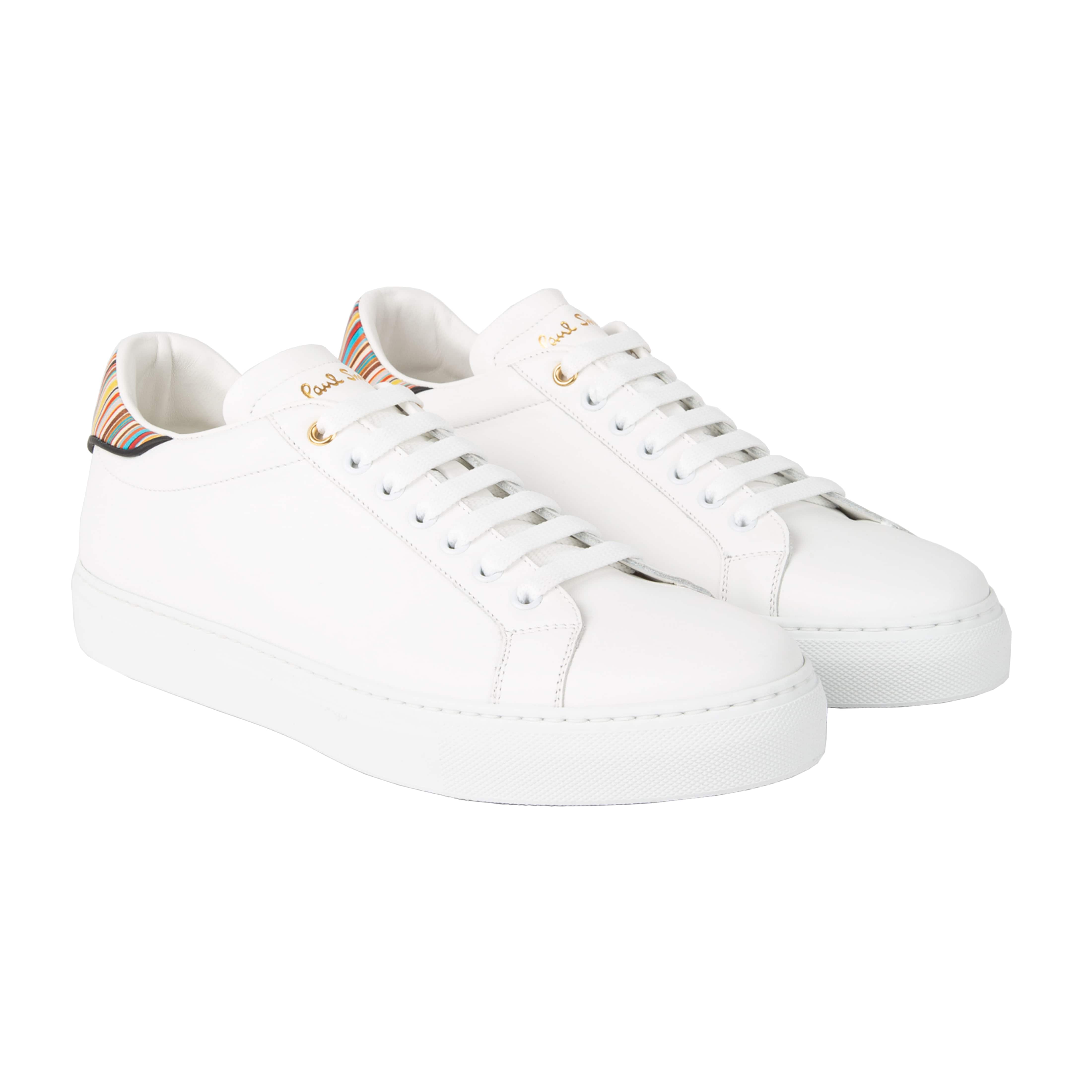 PAUL SMITH BECK SIGNATURE STRIPE HEEL LEATHER TRAINERS