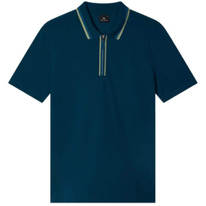 PAUL SMITH CONTRAST TIPPING ZIP POLO SHIRT