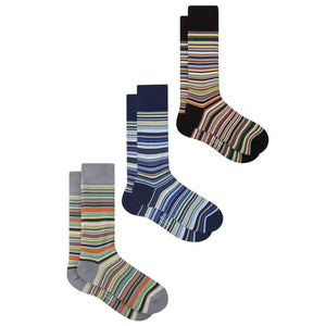 PAUL SMITH SIGNATURE STRIPE SOCKS 3-PACK CRACKER SET