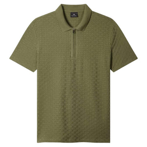 PAUL SMITH TEXTURED COTTON ZIP-NECK KNIT POLO