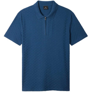 PAUL SMITH TEXTURED COTTON ZIP-NECK KNIT POLO