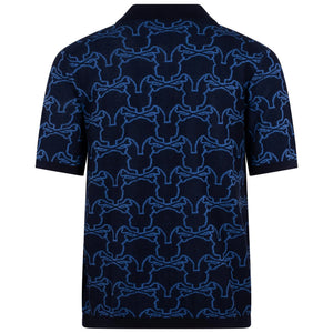 PSYCHO BUNNY KANE RELAXED FIT ALL OVER BUNNY KNIT SHIRT