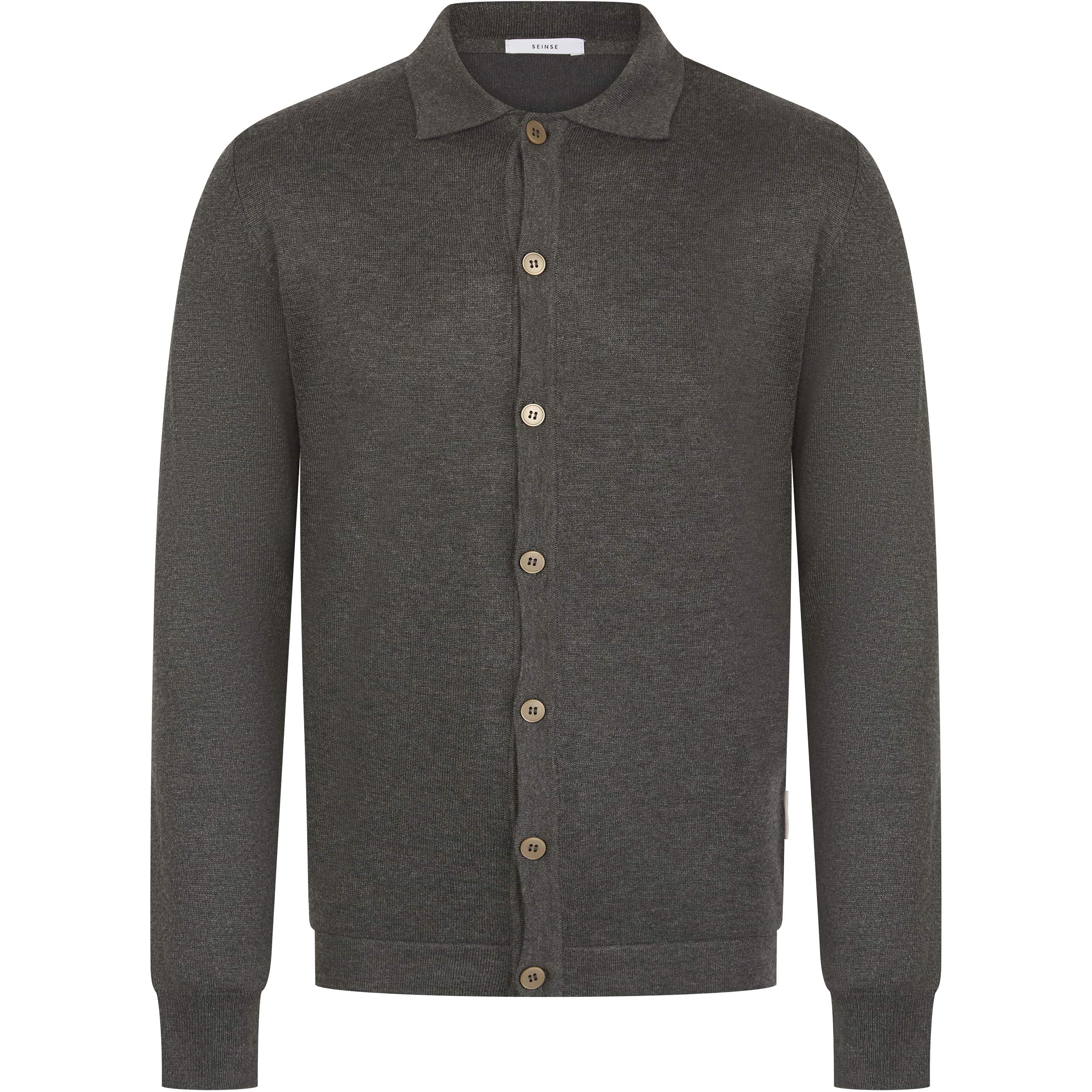 SEINSE COLLARED BUTTON KNIT CARDIGAN