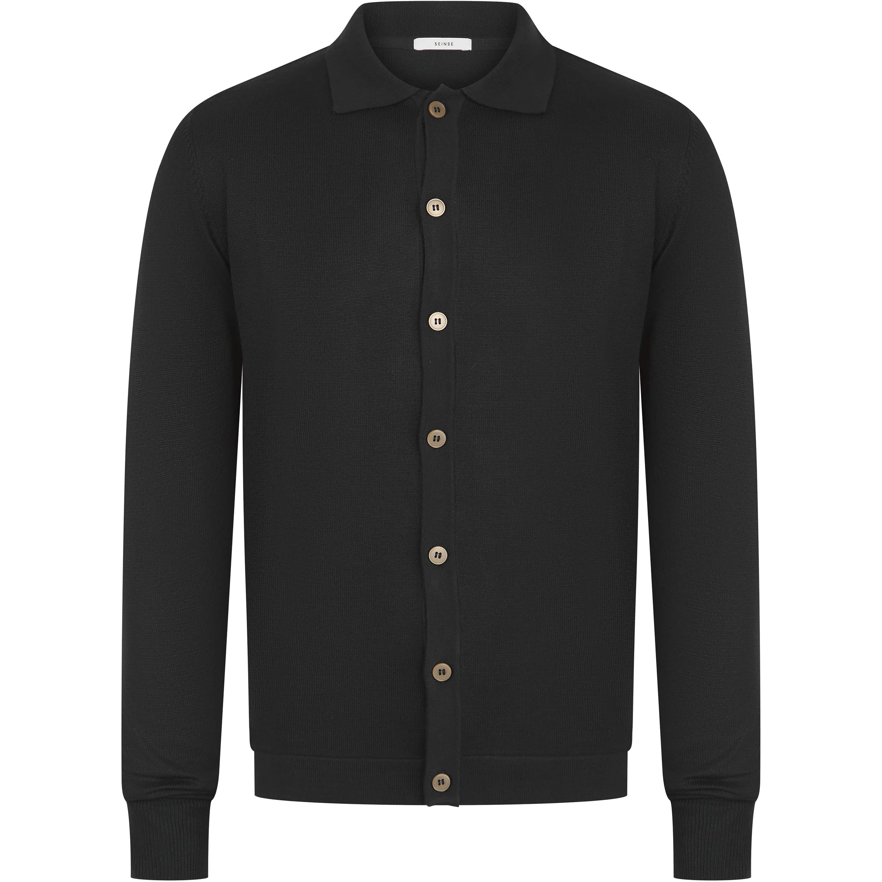 SEINSE COLLARED BUTTON KNIT CARDIGAN
