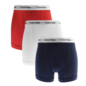 CALVIN KLEIN COTTON STRETCH 3 PACK FITTED TRUNK U2662G I03 (WHT/RED/NVY)