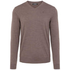 J LINDEBERG L/S LYMANN V NECK JUMPER STMC732987103 MID BROWN