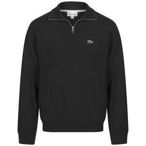 LACOSTE ZIPPERED STAND-UP COLLAR KNITTED SWEATSHIRT