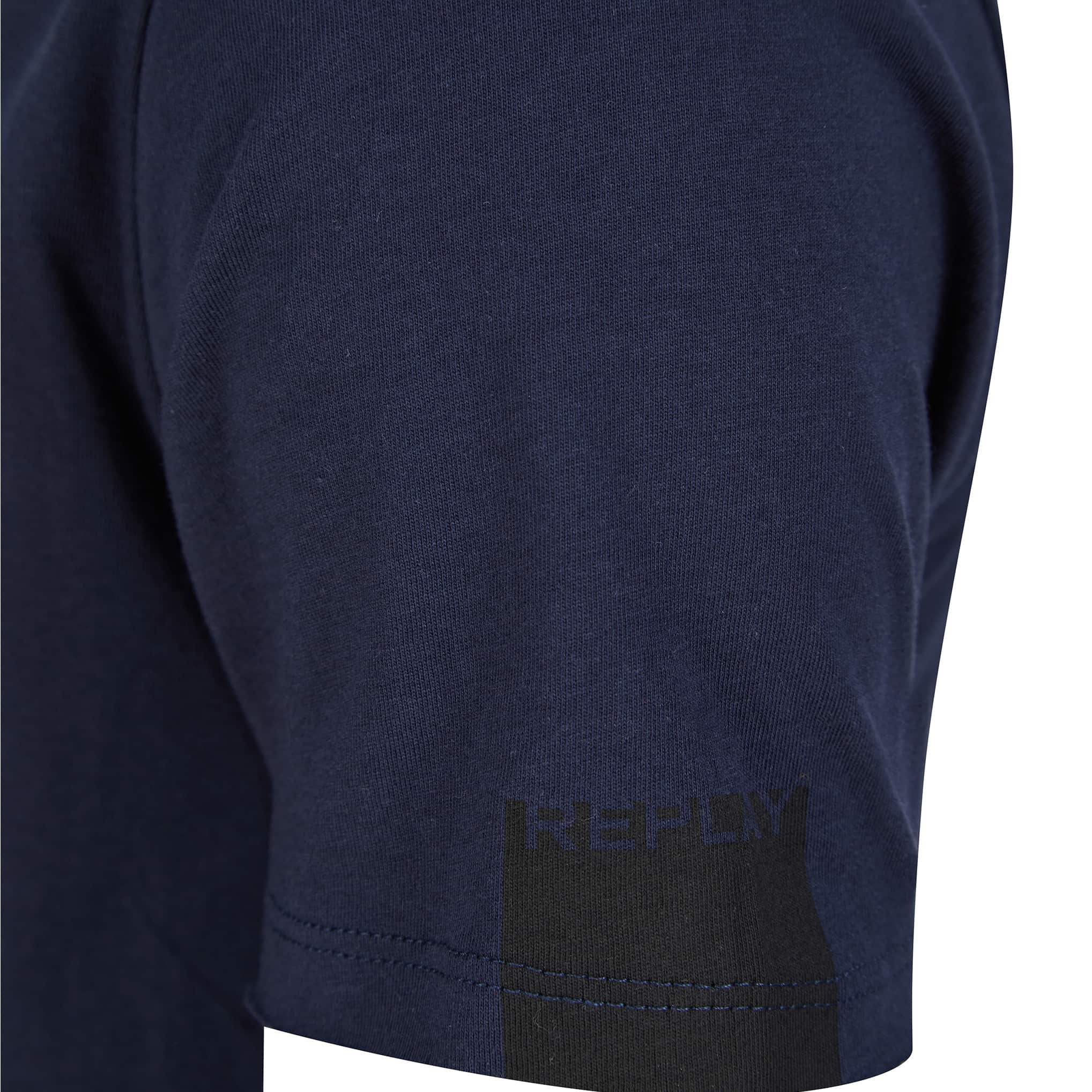 REPLAY RAW CUT V-NECK COTTON T-SHIRT M3591.000.2660 - Navy (576)