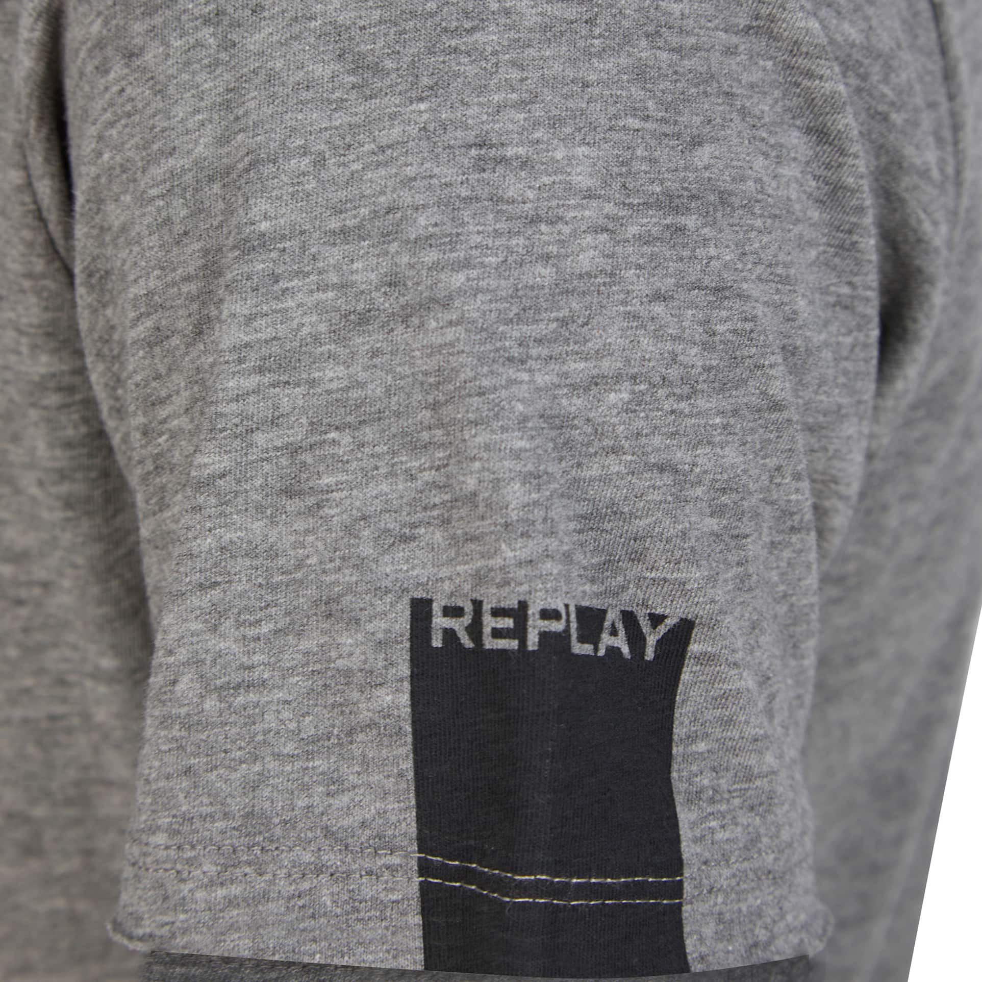 REPLAY RAW CUT V-NECK COTTON T-SHIRT M3591.000.2660 - Grey Marl (M03)