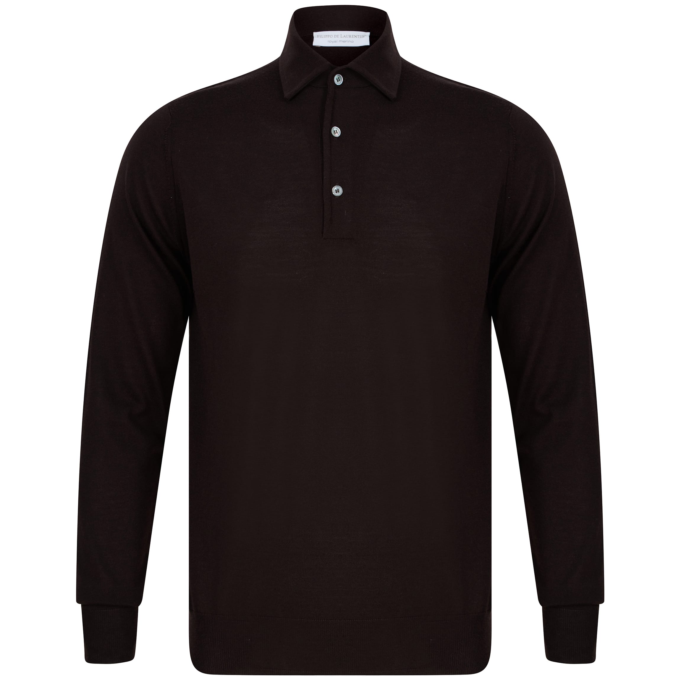 FILIPPO DE LAURENTIIS L/S ULTRA FINE MERINO POLO I27611 DARK BROWN (202)