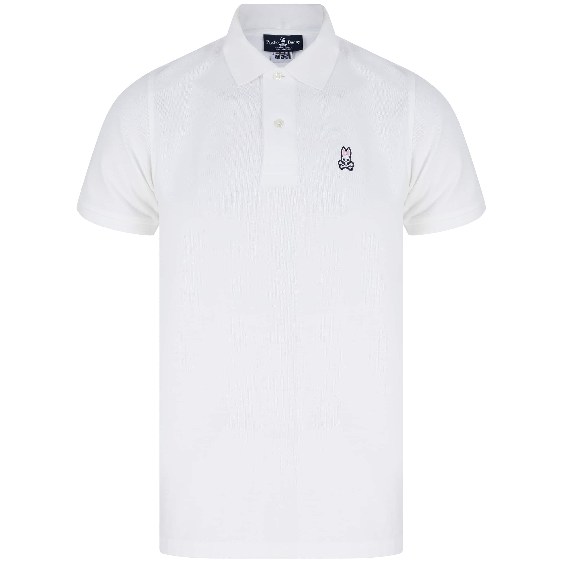 PSYCHO BUNNY LOGO BRANDED POLO B6K001ARPC WHITE