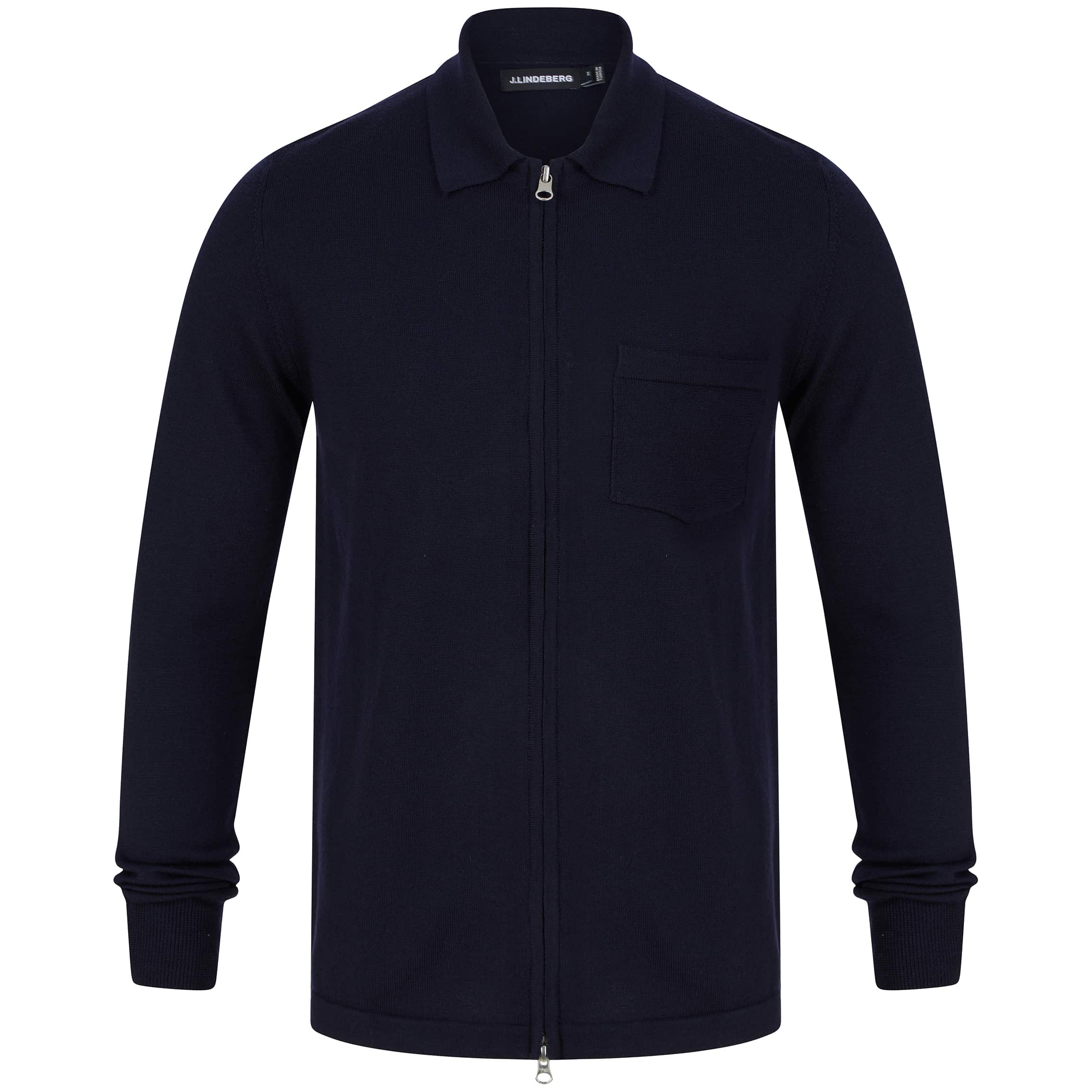 J LINDEBERG NYLE PERFECT MERINO POCKET CARDIGAN FMKW02909 NAVY