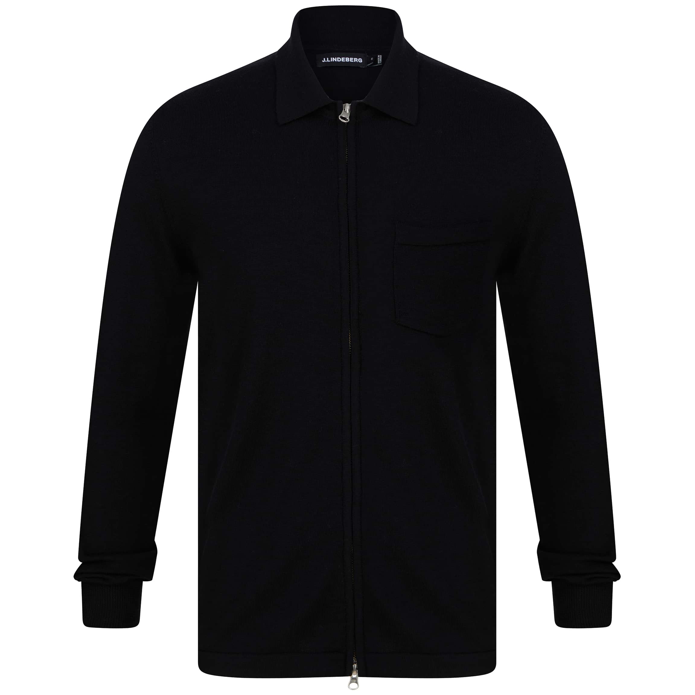 J LINDEBERG NYLE PERFECT MERINO POCKET CARDIGAN FMKW02909 BLACK