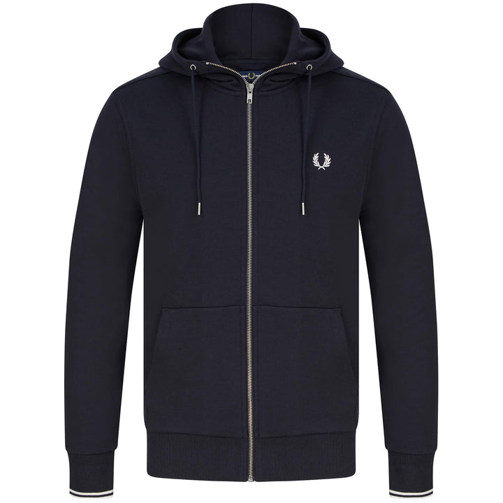 FRED PERRY LOGO BRANDED ZIP HOODY J7536 NAVY