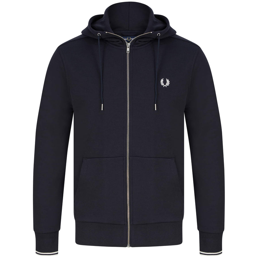 FRED PERRY LOGO BRANDED ZIP HOODY J7536 NAVY