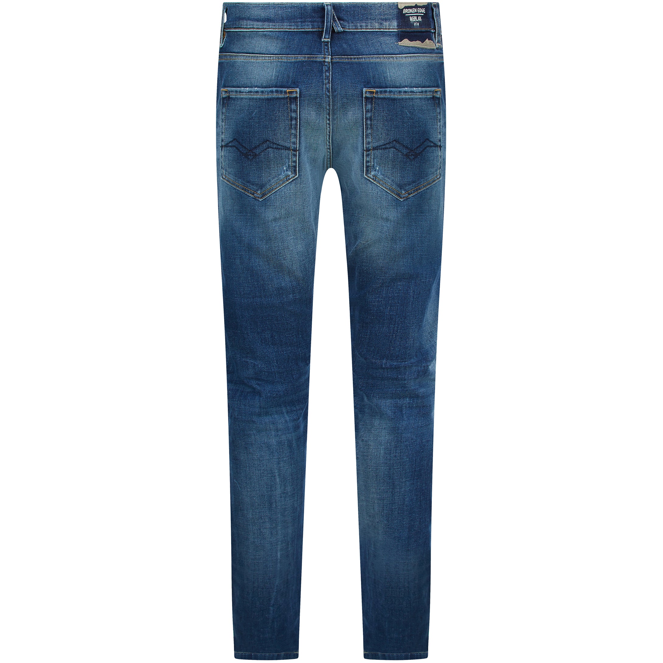 REPLAY MICKYM BROKEN EDGE TAPERED FIT JEANS