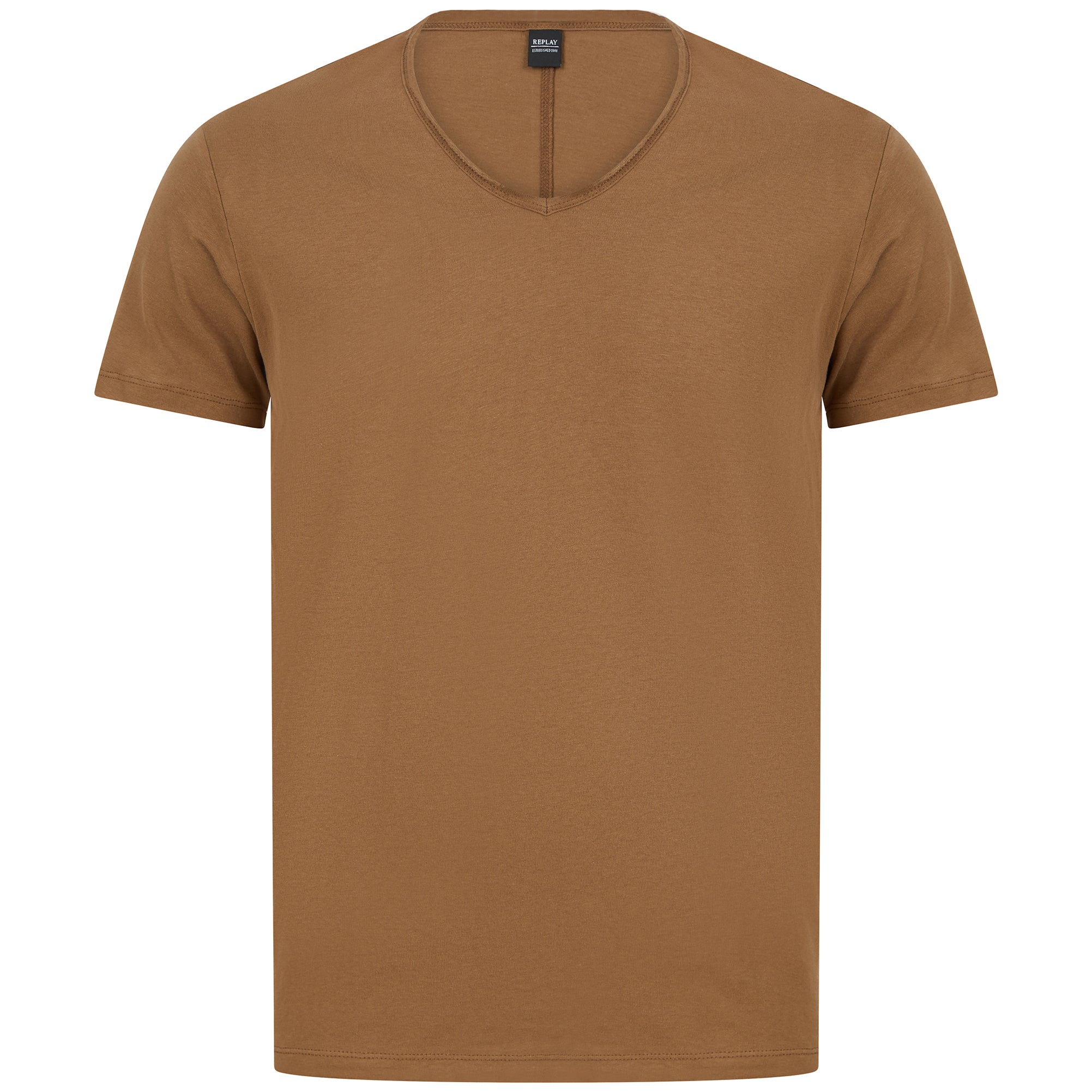 REPLAY RAW CUT V-NECK COTTON T-SHIRT