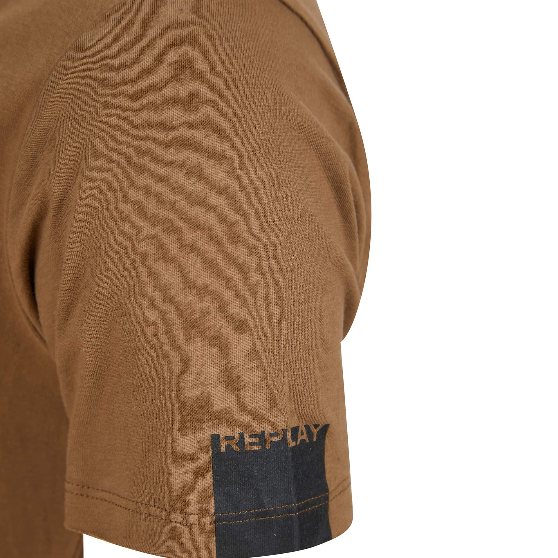 REPLAY RAW CUT V-NECK COTTON T-SHIRT