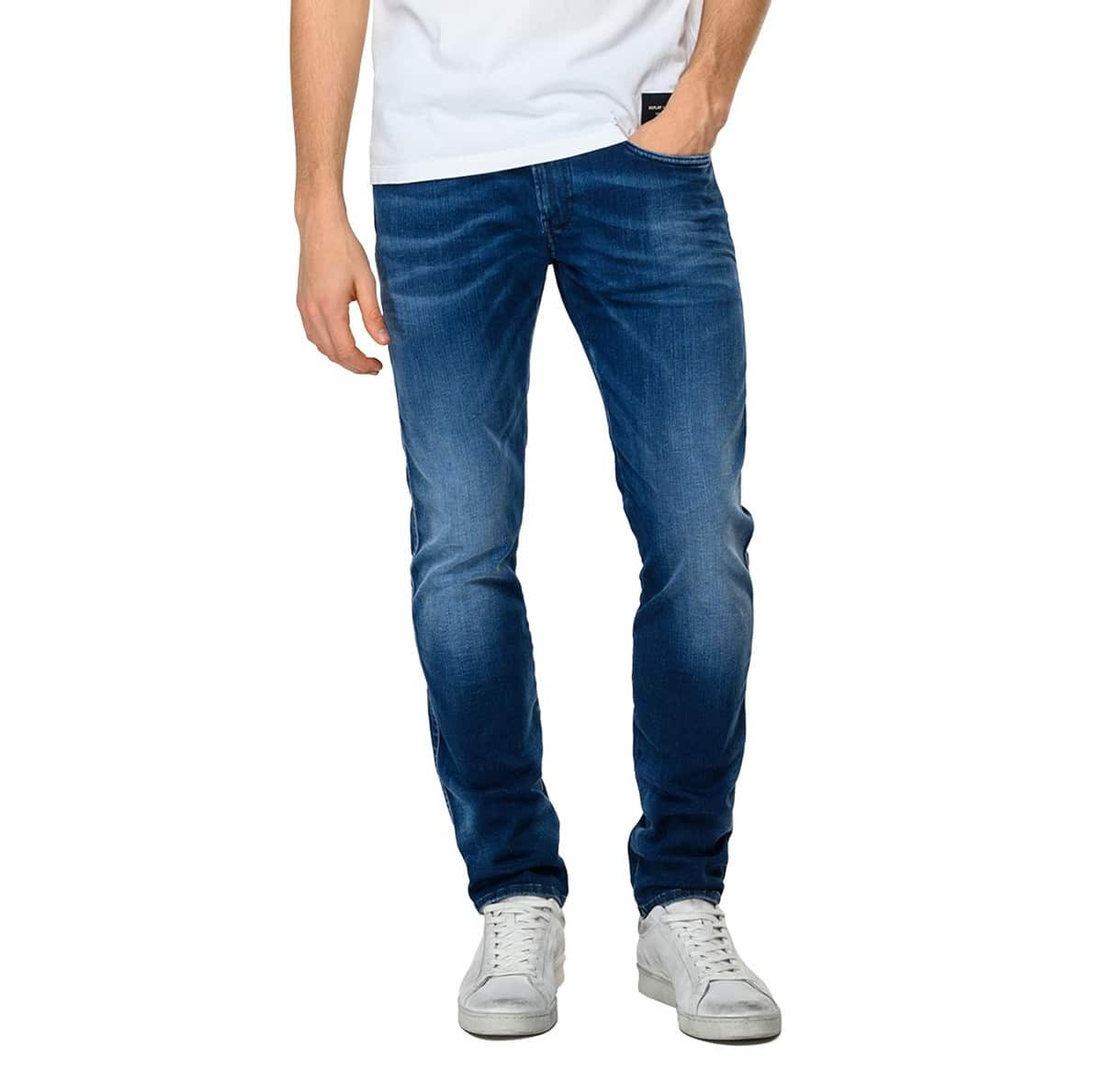 REPLAY HYPERFLEX RE-USED WHITE SHADES ANBASS JEANS