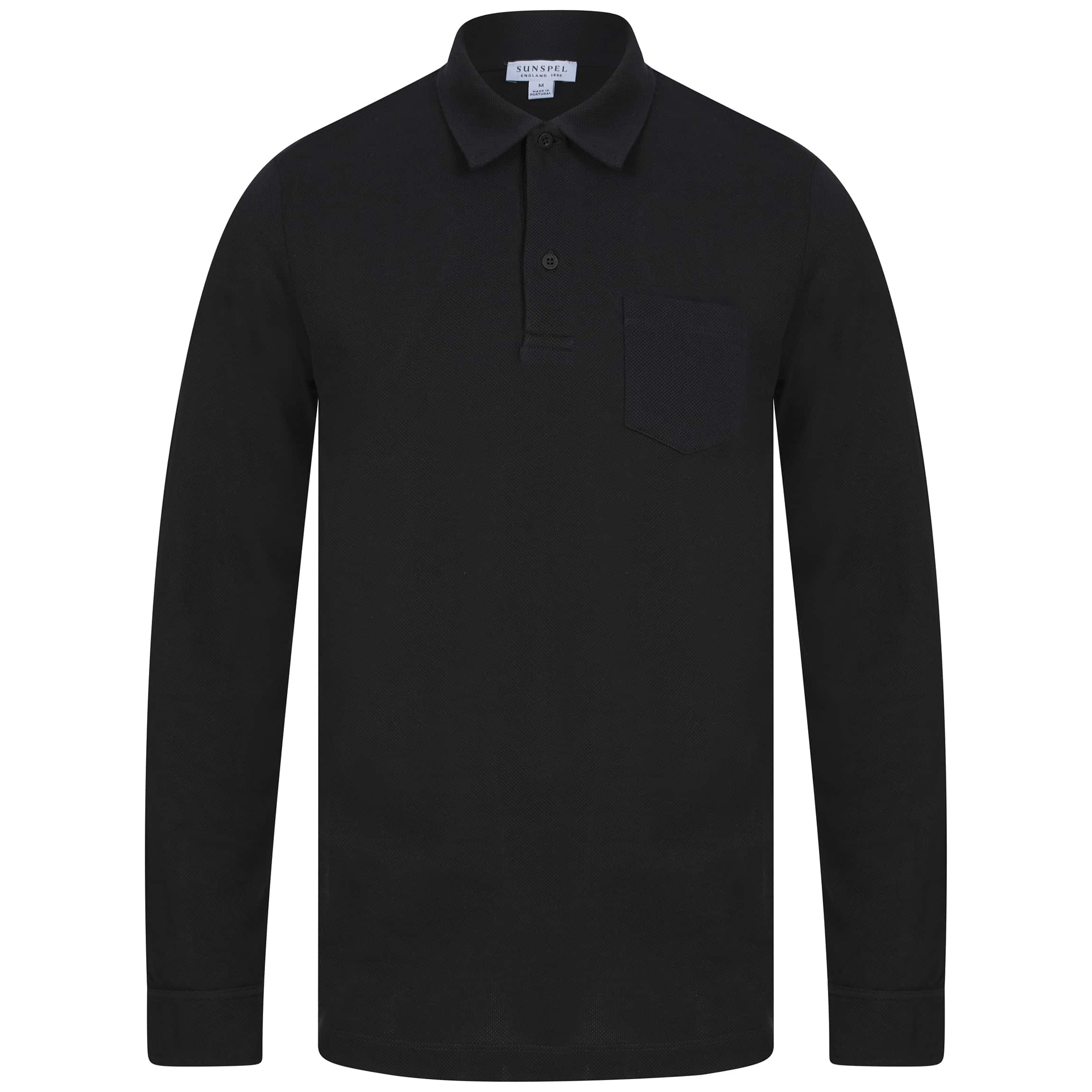 SUNSPEL RIVIERA LONG SLEEVE POLO SHIRT MPOL1031 - Black (BKAA)